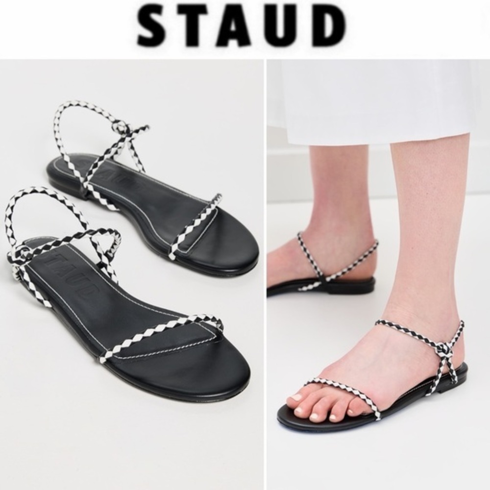 STAUD Laurel Sandals Black and White Women's EU 36.5 US 6.5 295$